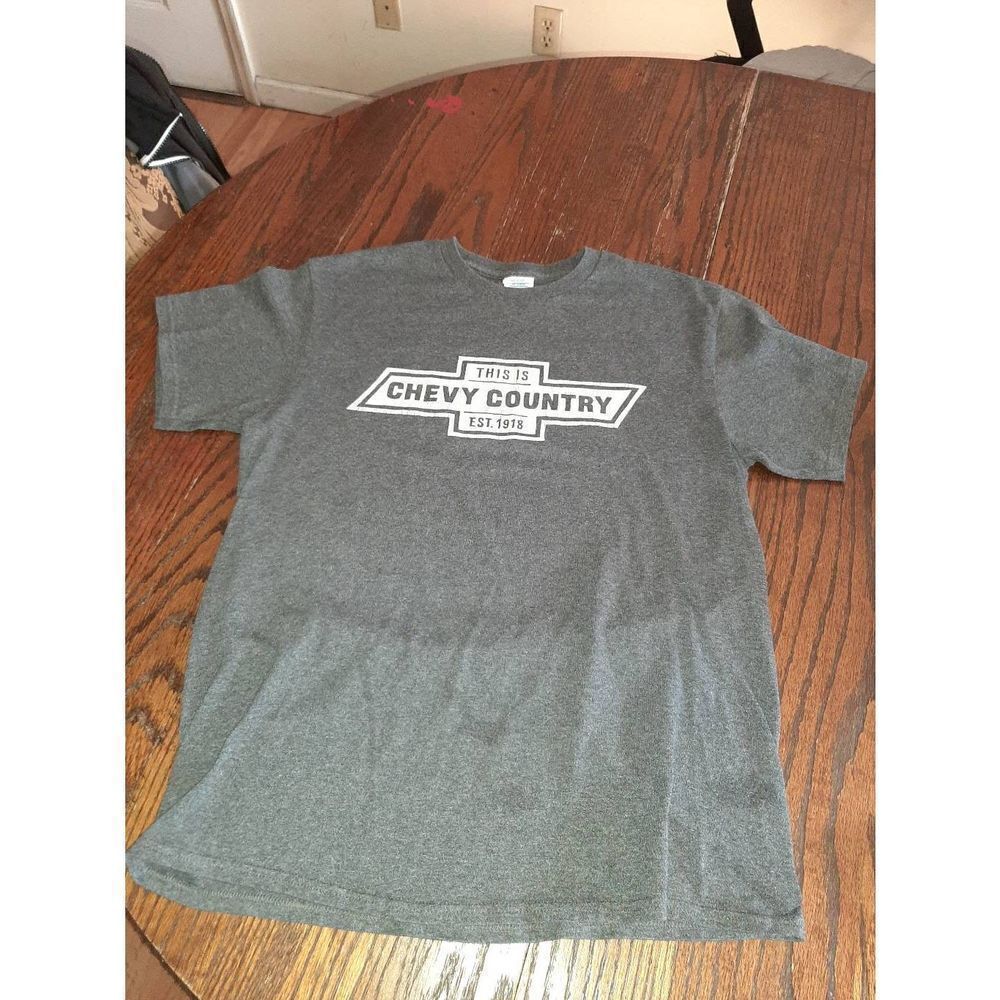 Medium Delta Pro Weight Grey Chevy Country Short Sleeve Crew Neck Tee T-Shirt